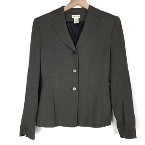 ANN TAYLOR Vintage Wool Blazer Suit Jacket Wool 3 Button Minimalist Brown Size 6